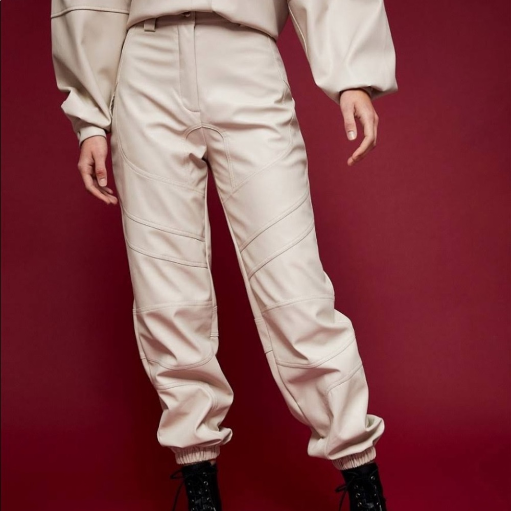 Topshop Faux Leather Paneled Joggers